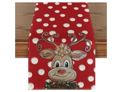 Manta de Mesa Natal Polka Dot Vermelha Inverno Festiva 33x180cm 100% Poliéster