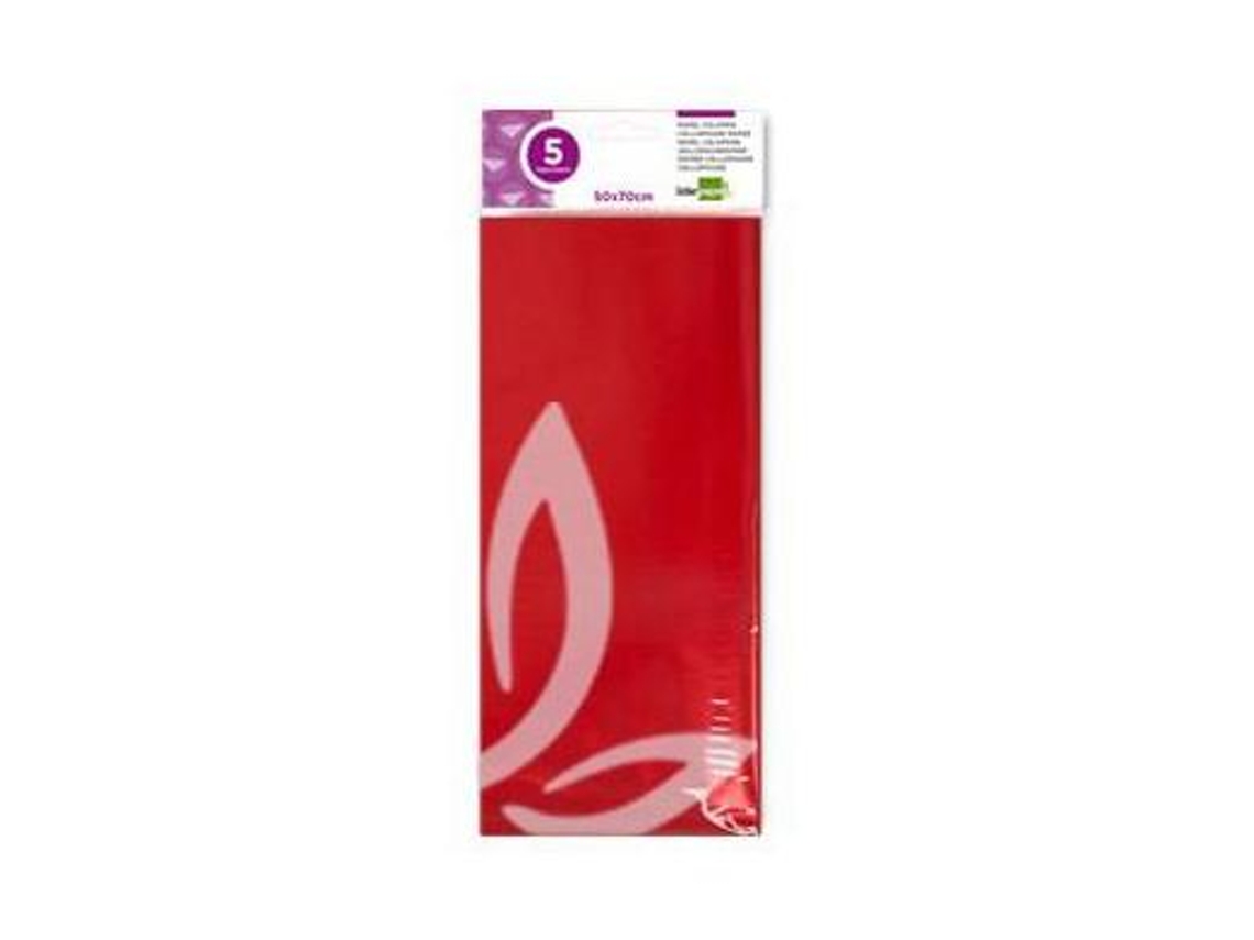 Papel Celofane Liderpapel 50X70 Cm 22G/M2 Bolsa de 5 Folhas Vermelho