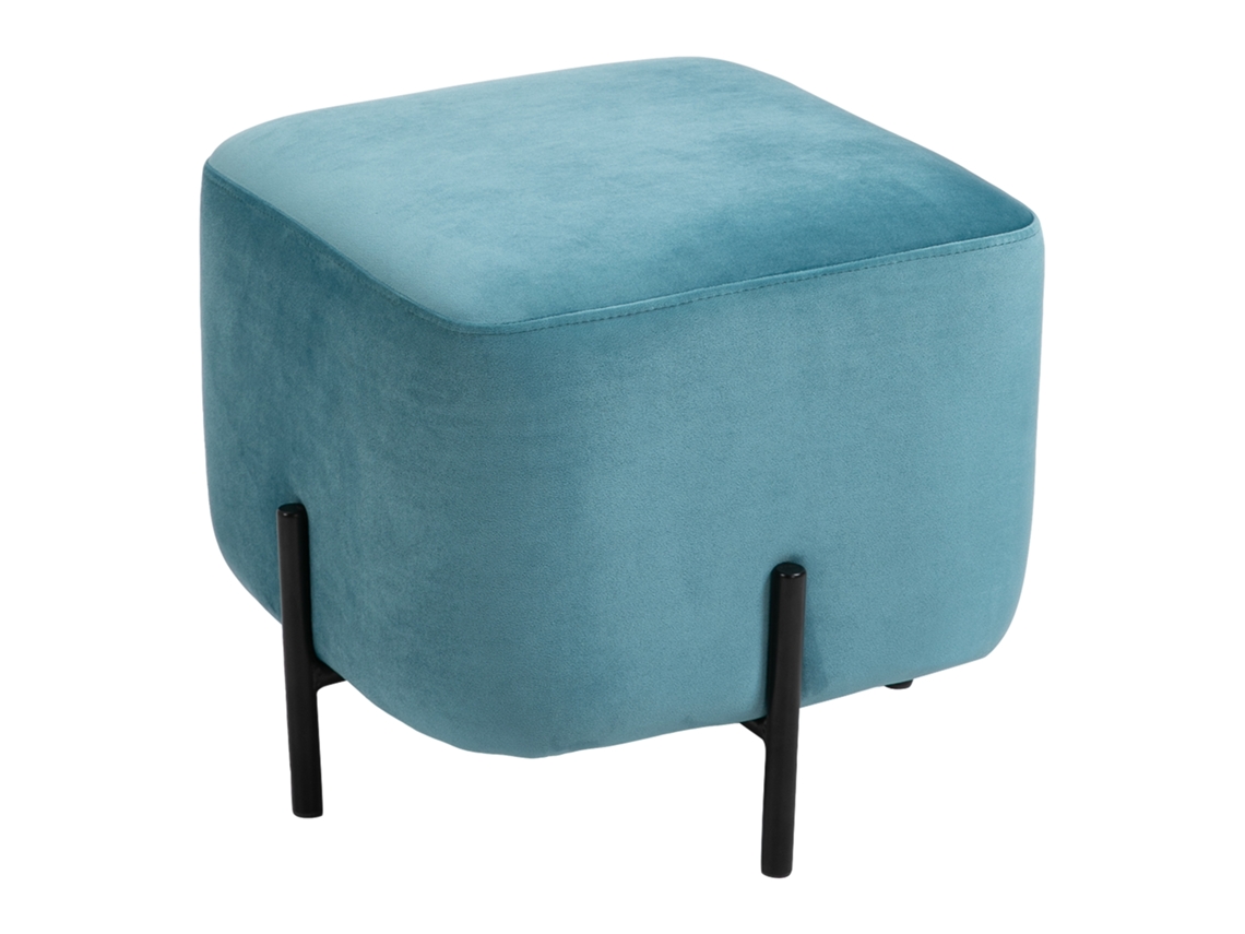 Taburete de espuma de poliéster color turquesa de 44,5 x 44,5 x 41,5 cm.