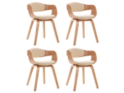 Maison Exclusive - Sillas De Comedor 4 Uds Madera Curvada Y Cuero Sintético