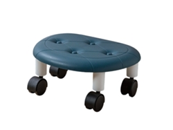 Taburete Bajo Con Ruedas, Universal, Superficie De Pu, Estructura De Plástico, Mueble Para Salón Y Habitación Infantil, Azul.