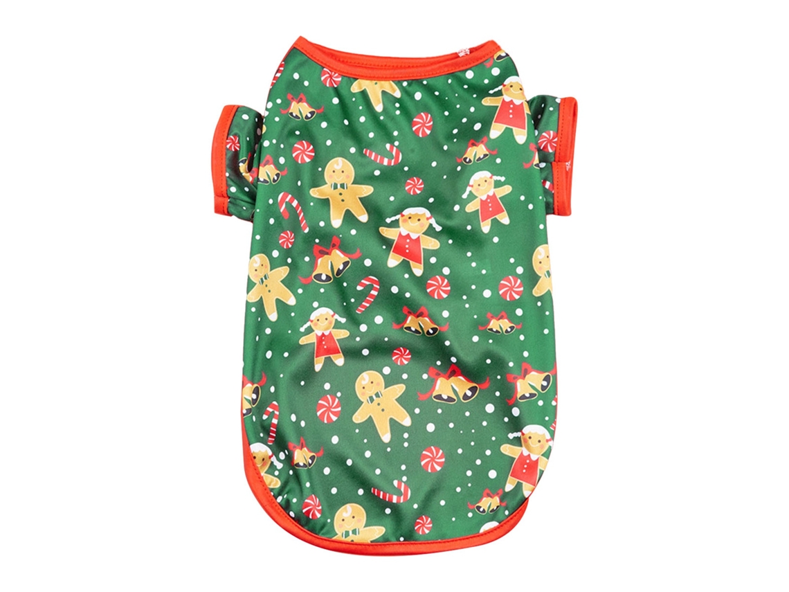 Kkpm-suéter Navideño Para Perro Con Patrón De Hombre De Jengibre Poliéster Cómodo Para Cachorro Gatito Verde Talla S
