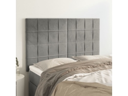 Cabeceros 4 Unidades Terciopelo Gris Claro 72x5x78/88 Cm