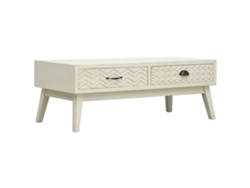 Mesa de Centro Apoyo 2 Cajones Esculpidos 110X50X40 Madera Gris