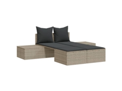 Chaise longue doble con cojines, mimbre, patas gris claro, MAISON EXCLUSIVE (sin dimensiones)