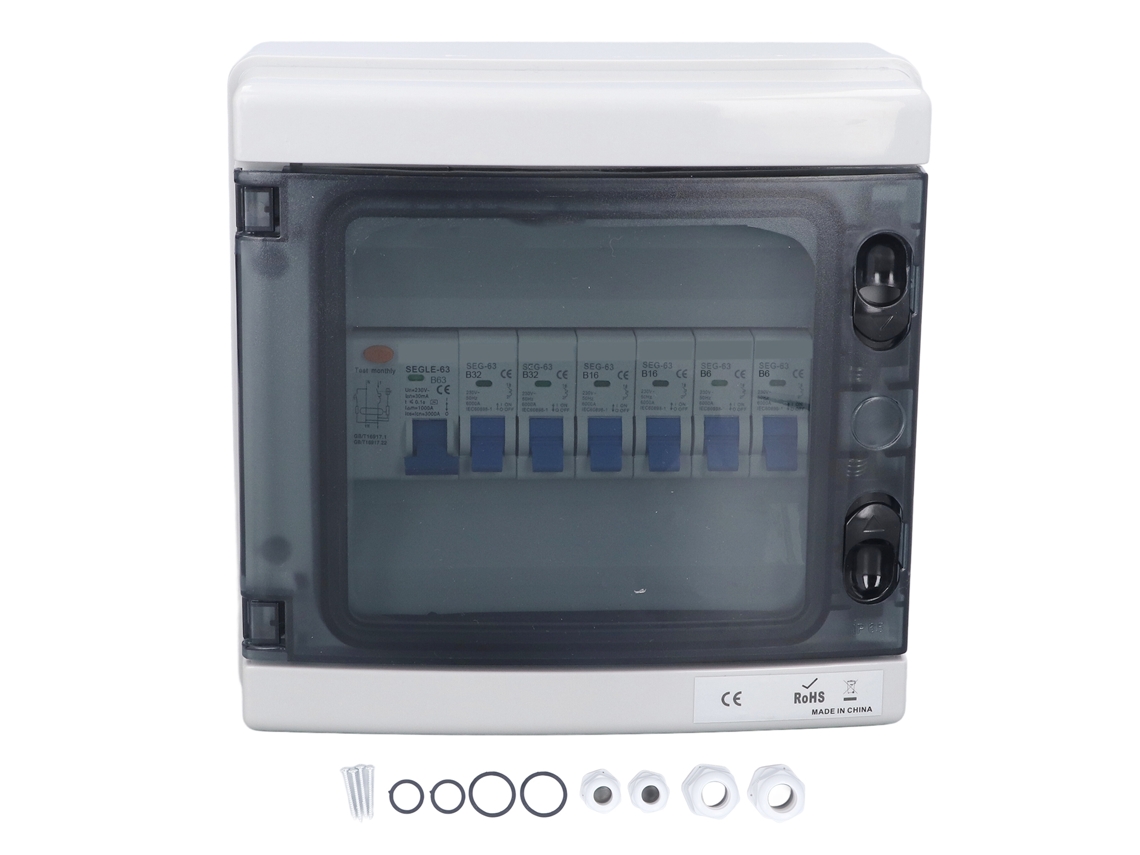 Caja De Distribución Impermeable De 6 Vías Con Carcasa Para Interruptor Diferencial (rcd) De 6 Mcb Para Uso Interior Y Exterior.