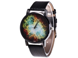 Reloj De Pulsera De Cuarzo Unisex Con Correa De Cuero Pu Zhoulianfa (negro)