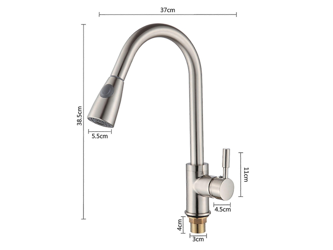 Grifo De Cocina Extensible Rotatorio 360° Con Ducha, Material Acero Inoxidable Sus304, Resistente A Manchas Y Óxido