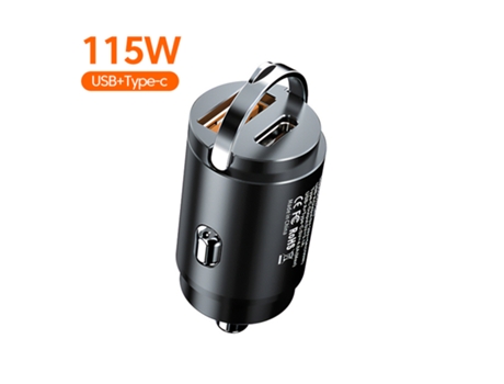Mini cargador de coche 200 W carga rápida USB dual tipo C para adaptador de cargadores de teléfono de coche (negro) ENZONS