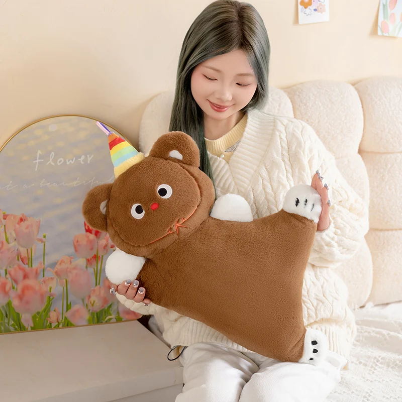 (oso Pardo 55 Cm) Cojín De Vacaciones Para Adultos Con Forma De Cachorro Y Soporte Lumbar