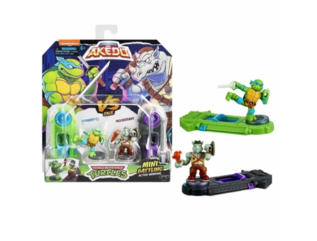 Figuras de combate TEENAGE MUTANT NINJA TURTLES Legends of Akedo: Leonardo vs Rocksteady