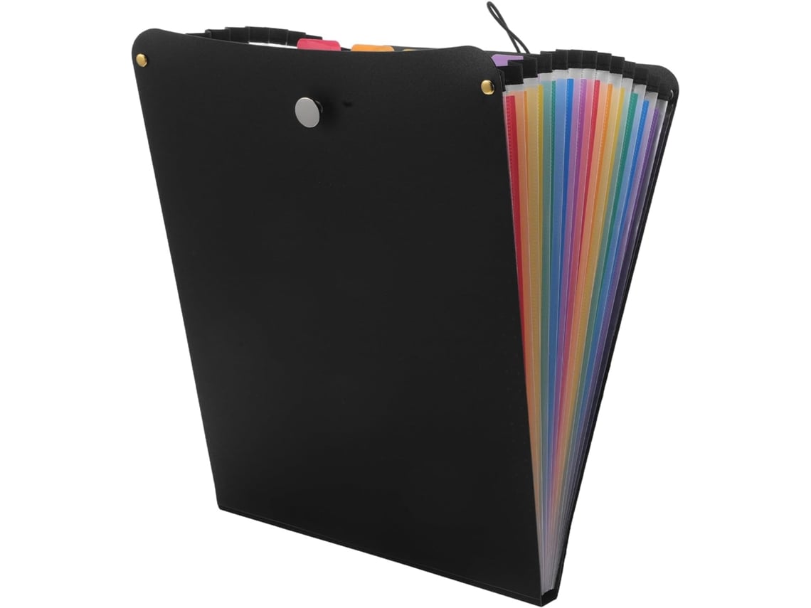 Carpeta De Archivo Expandible De Plástico Negro Con Fuelle, Organizador Vertical Multifuncional Con 13
