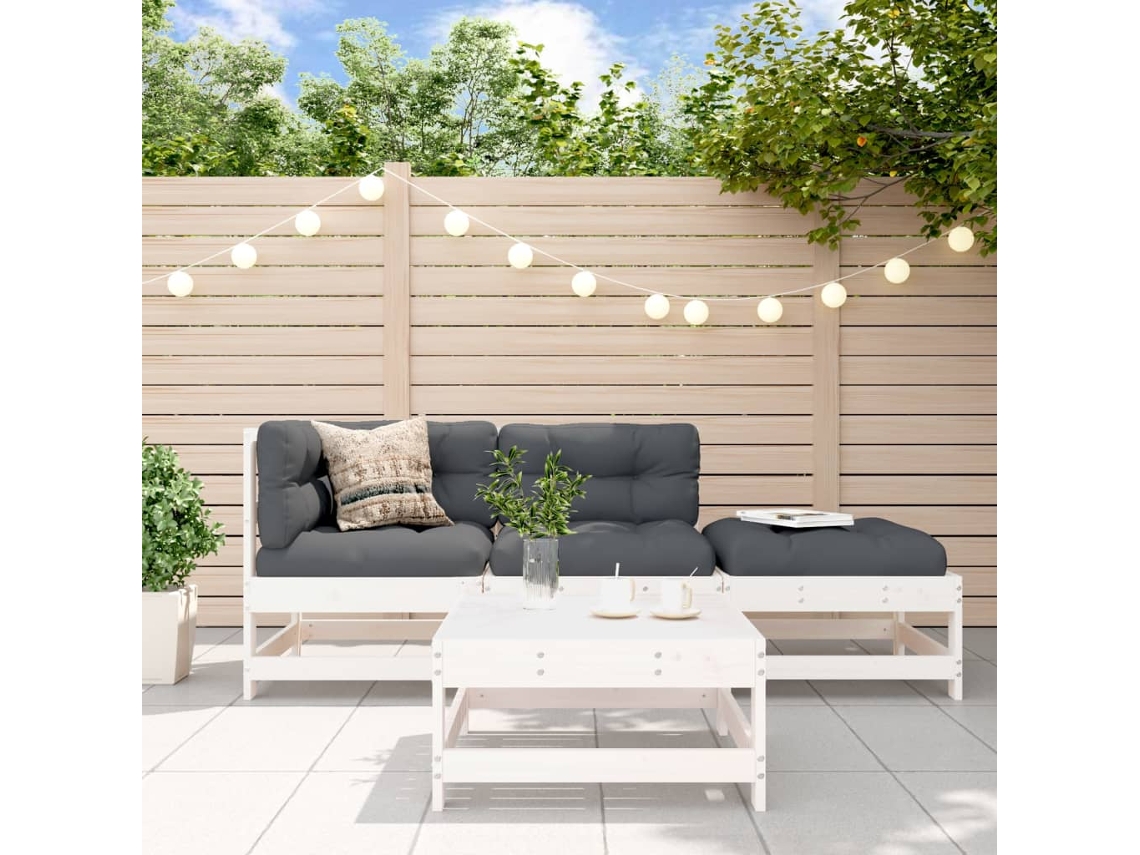 Piezas Conjunto Lounge De Jardim Madeira De Pinho Maciça Branco Dkd Decoración Del Hogar