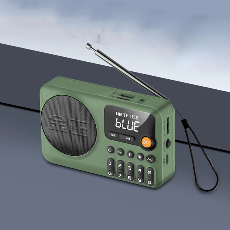 (verde) Radio Fm Portátil Con Pantalla Hd, Altavoz Bluetooth, Apagado Programado, Soporte De Grabación, Tarjeta Tf Y Puerto Usb