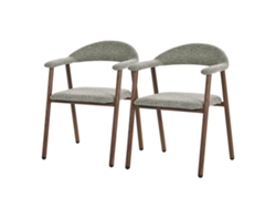 Conjunto 2 Cadeiras De Jantar Ml-design Com Braços E Encosto Estofados Em Tecido Verde
