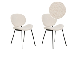 Conjunto de 2 cadeiras de refeição estilo retro BELIANI Luana de Bouclé Branco 50x52x80