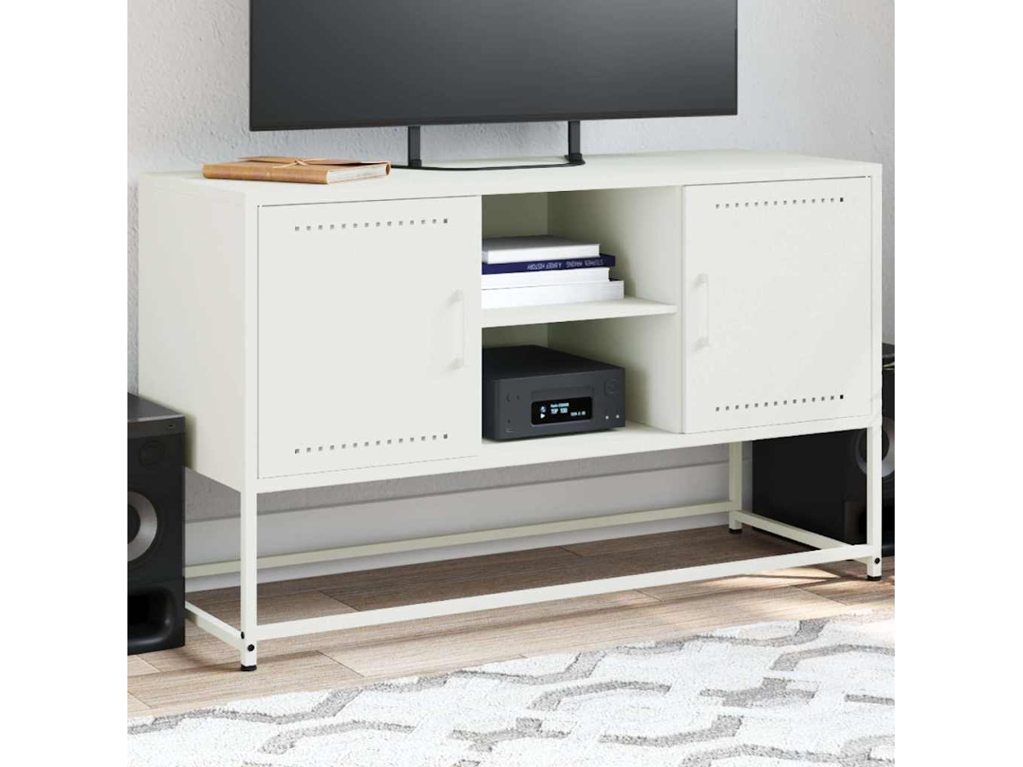 Mueble Para Tv | Armario Para Tv | Gabinete De Tv De Acero Blanco 100,5x39x60,5 Cm