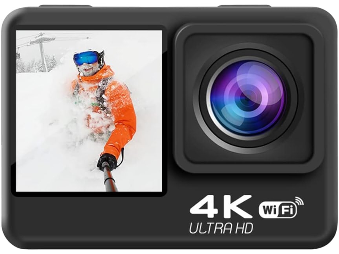 Cámara De Acción 4k 60fps Wifi Anti-secouement Dv Doble Pantalla 170° Gran Ángulo 30m Étanche Sport