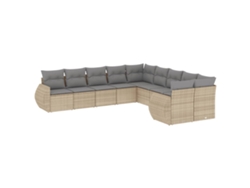 Maison Exclusive - Juego De Sofás Jardín Con Cojines Beige 10 Pzas Ratán Sintético