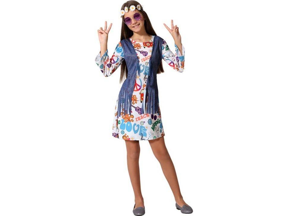 Disfraz de Niña ATOSA Vestido jersey hippie con estampado fantasía (Tam: 7-9 años)