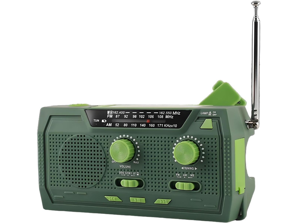 Radio Solar Am/fm Con Alarma Sos Y Batería Externa De 2000 Mah.