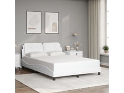 Estructura De Cama Sin Colchón Cuero Sintético Blanco 120x200cm