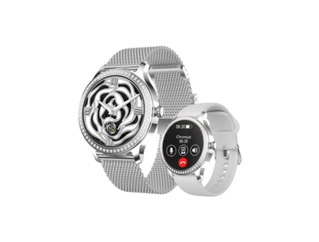 Smartwatch CHRONUS para Mujeres con Pantalla Táctil de 1 28 Diamante para Android Ios Plata