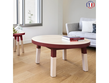 Mesa Redonda de Centro MON PETIT MEUBLE FRANÇAIS (Tabaco de Ruca - Madera - 80 x 45 x 80 cm)
