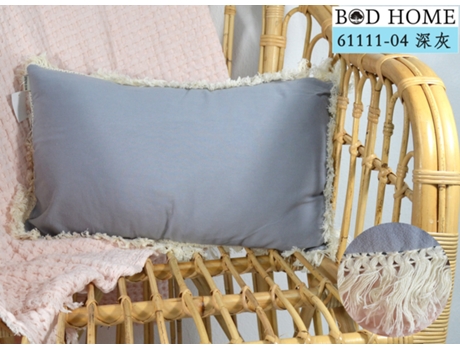 Almofada Com Franjas Totalmente Embrulhada Cinzento 30*50 Cm BOD HOME