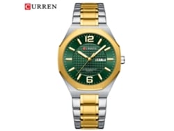 (dourado E Verde) Relógio De Pulso Masculino Unissex Redondo Com Calendário Duplo, Relógio De Negócios À Prova D'água, Estilo Individualista