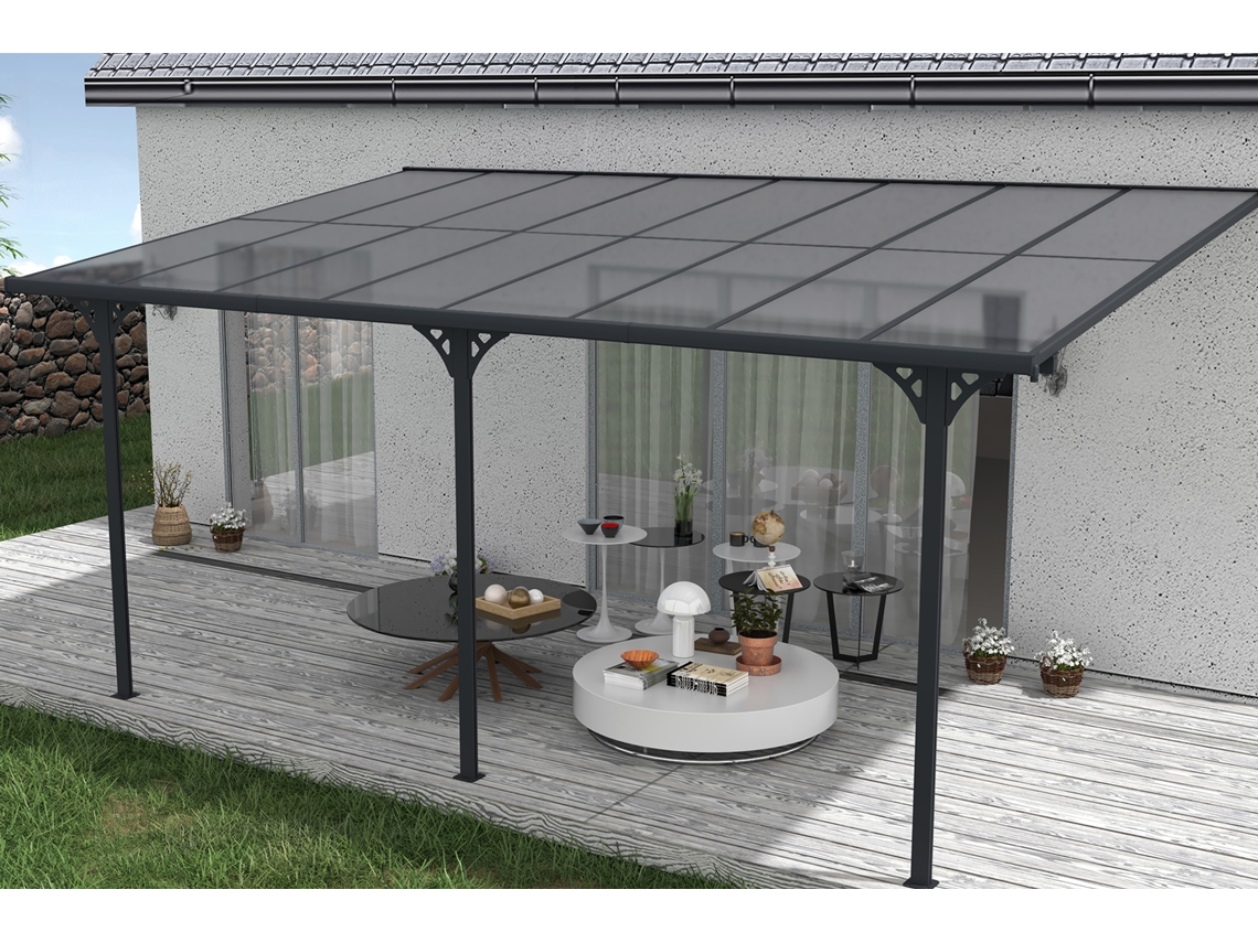 Cazeboo Pérgola Cubierta para Terraza de Aluminio Premium, gris 5x3 m  KLEO