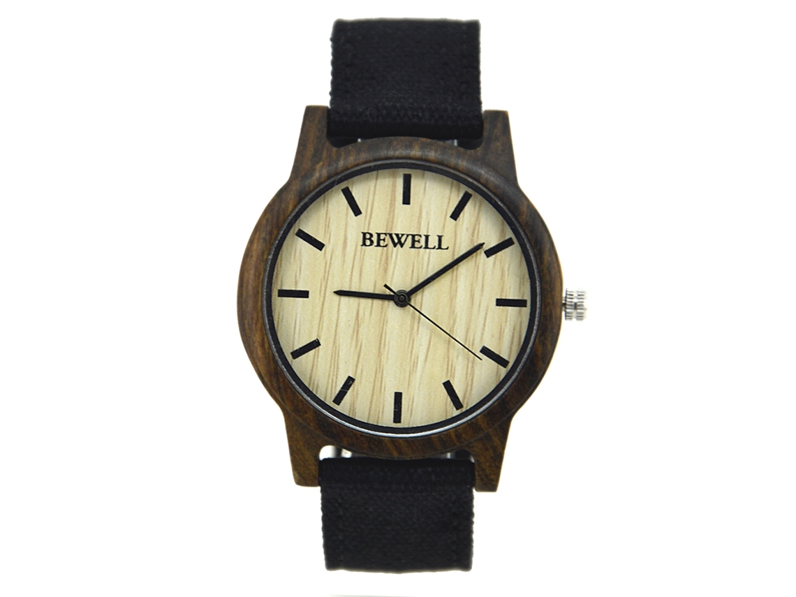 Reloj De Pulsera De Cuarzo De Moda Para Hombre Y Mujer Con Bisel Redondo De Madera (negro)