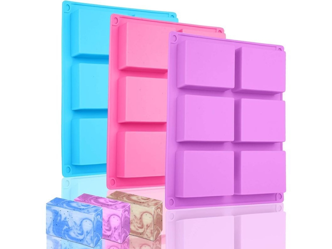 2026-molde De Silicona Para Jabón 3 Piezas 6 Cavidades Rectangulares Para Chocolate, Pasteles Y Manualidades