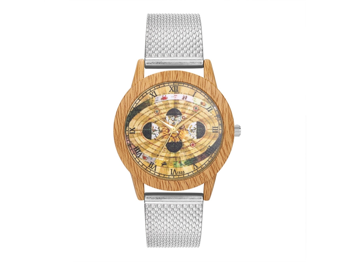 Reloj De Pulsera Unisex De Diseño Sencillo Con Brazalete De Malla De Acero Plateado.