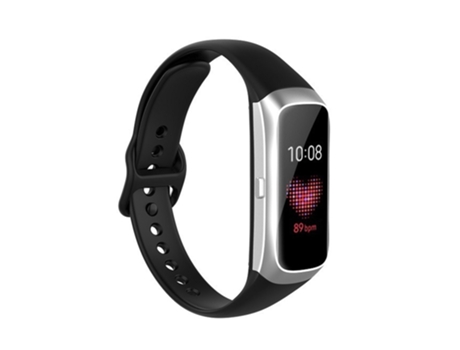 Correa de reloj inteligente para Samsung Galaxy Fit SM-R370 Correa de reloj con hebilla negra de metralla de acero de silicona (negro)