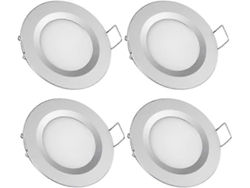 Rebe-4 Focos Empotrables Led 12v 3w 3200k Luz Cálida Para Autocaravana Barco Van Cocina Baño (terminado Plata)