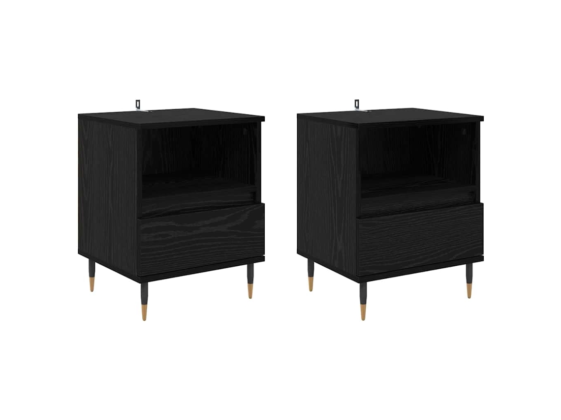 Maison Exclusive - Armario De Noche Con Cajón 2 Pcs Roble Negro 40 X 35 X 50 Cm