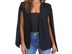 2026-chaqueta Blazer Capa Para Mujer Con Mangas Divididas Y Frente Abierto Chaqueta Casual De Trabajo Zcs Xl Negro