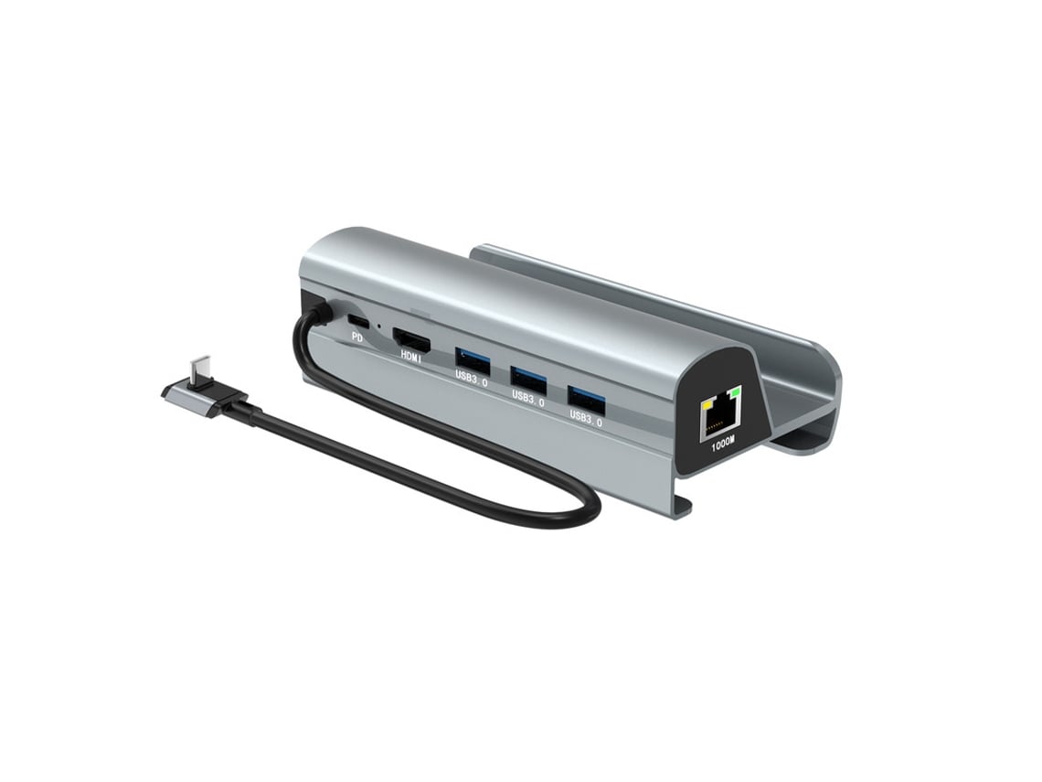 Estación de acoplamiento Yizhood para Steam Deck, HDMI, Pd, 100 W, USB 3.0, RJ45, 1000 m, disco flash, ratón, teclado, juego, mango, cargador, gris