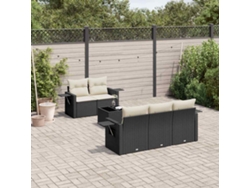 Conjunto de sofás de jardín de 6 piezas DKD Home Decor con cojines de mimbre negros