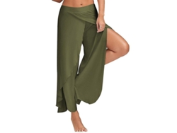 2026-pantalones De Yoga Harem Palazzo Para Mujer Amplios Holgados Con Entalladura Hippie Flowy Talla Plus M Verde Ejército