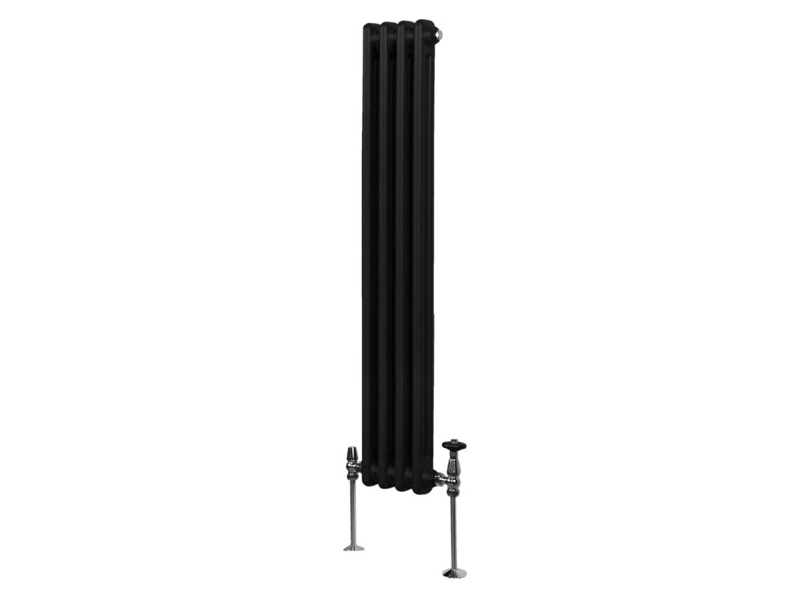 Radiador vertical tradicional de 2 columnas en acero al carbono negro de alta eficiencia 1500x202mm