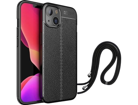 Carcasa iPhone 13 Rugged Leather Negro