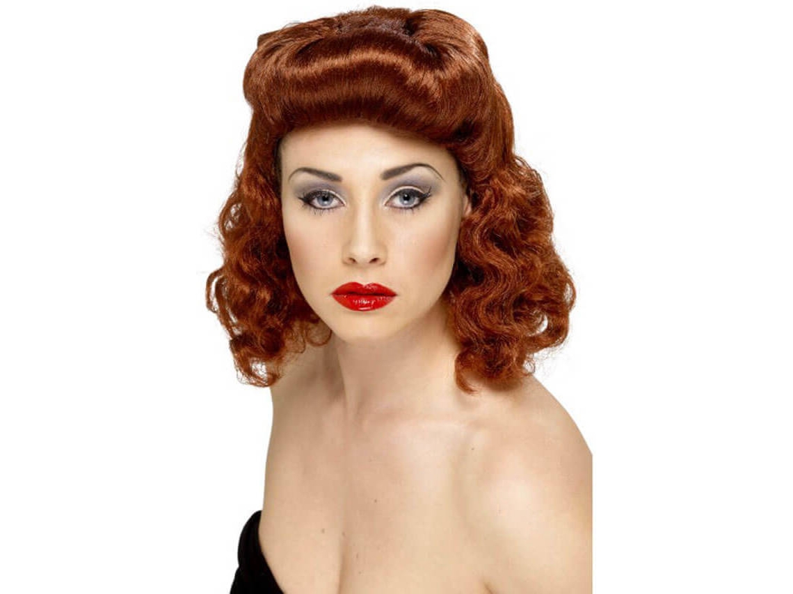 Peluca DISFRAZZES Caoba Con Rizos Sueltos Pin Up Años 40 (Talla: Talla Universal)