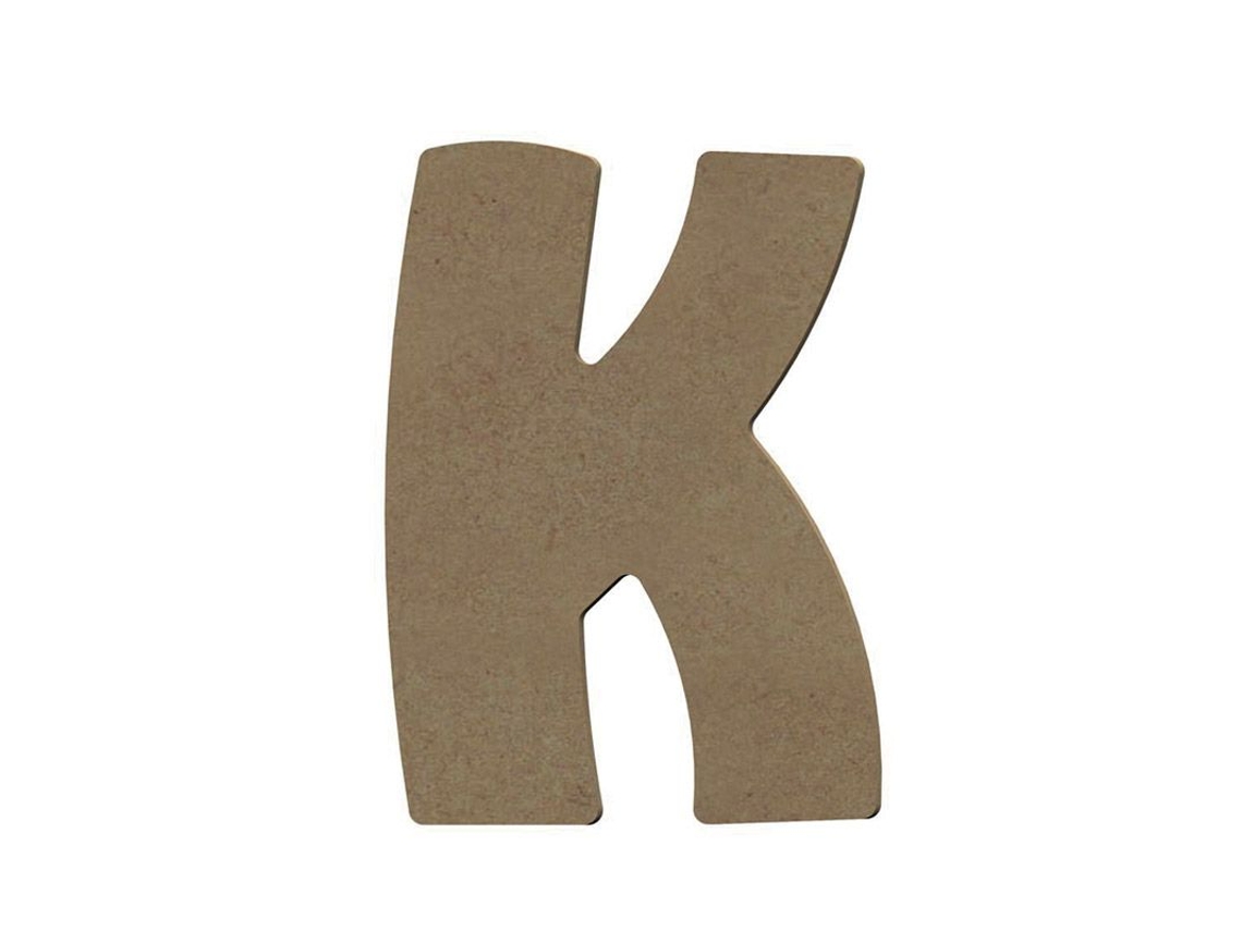 Letra K mayúscula de madera MDF para decoración - 8 cm