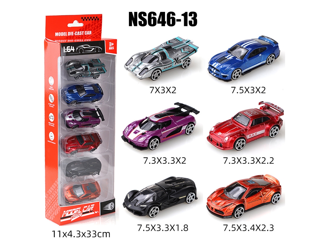(6 Coches) Mini Coches Deslizantes De Metal Fundido A Presión A Escala 1/64, Juguetes Para Niños