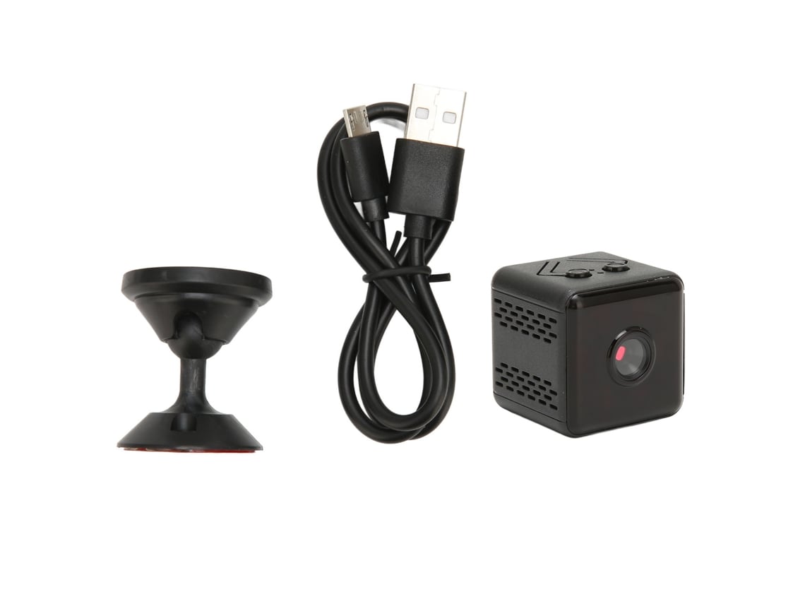 Minicámara inalámbrica con detección de movimiento HD y batería recargable para seguridad en el hogar y exteriores.