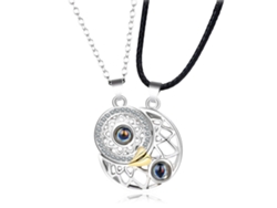 Collar Magnético Para Parejas Con Proyección De Sol Y Luna En 100 Idiomas. Regalo "te Amo" Para Parejas.