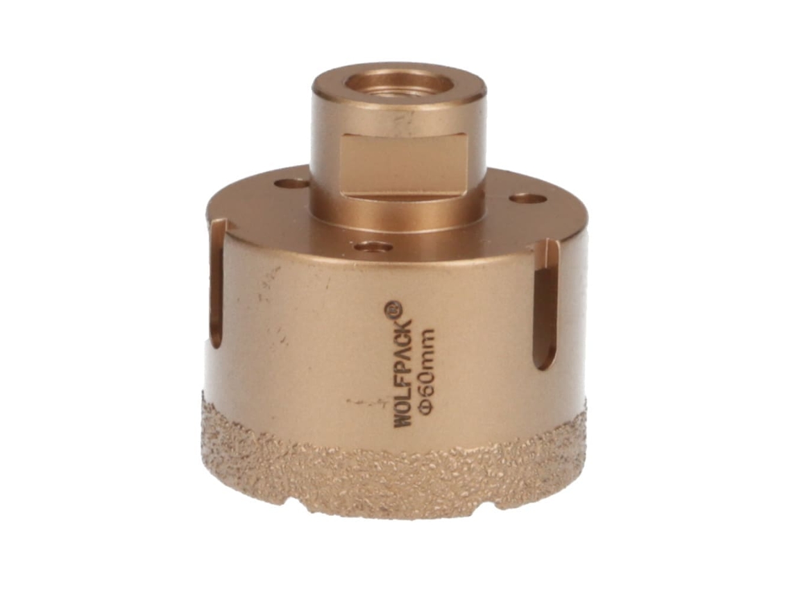 Corona Diamante para Amoladora Ø 60 Mm. Conexión Rosca M14. Corte Seco WOLFPACK LINEA PROFESIONAL