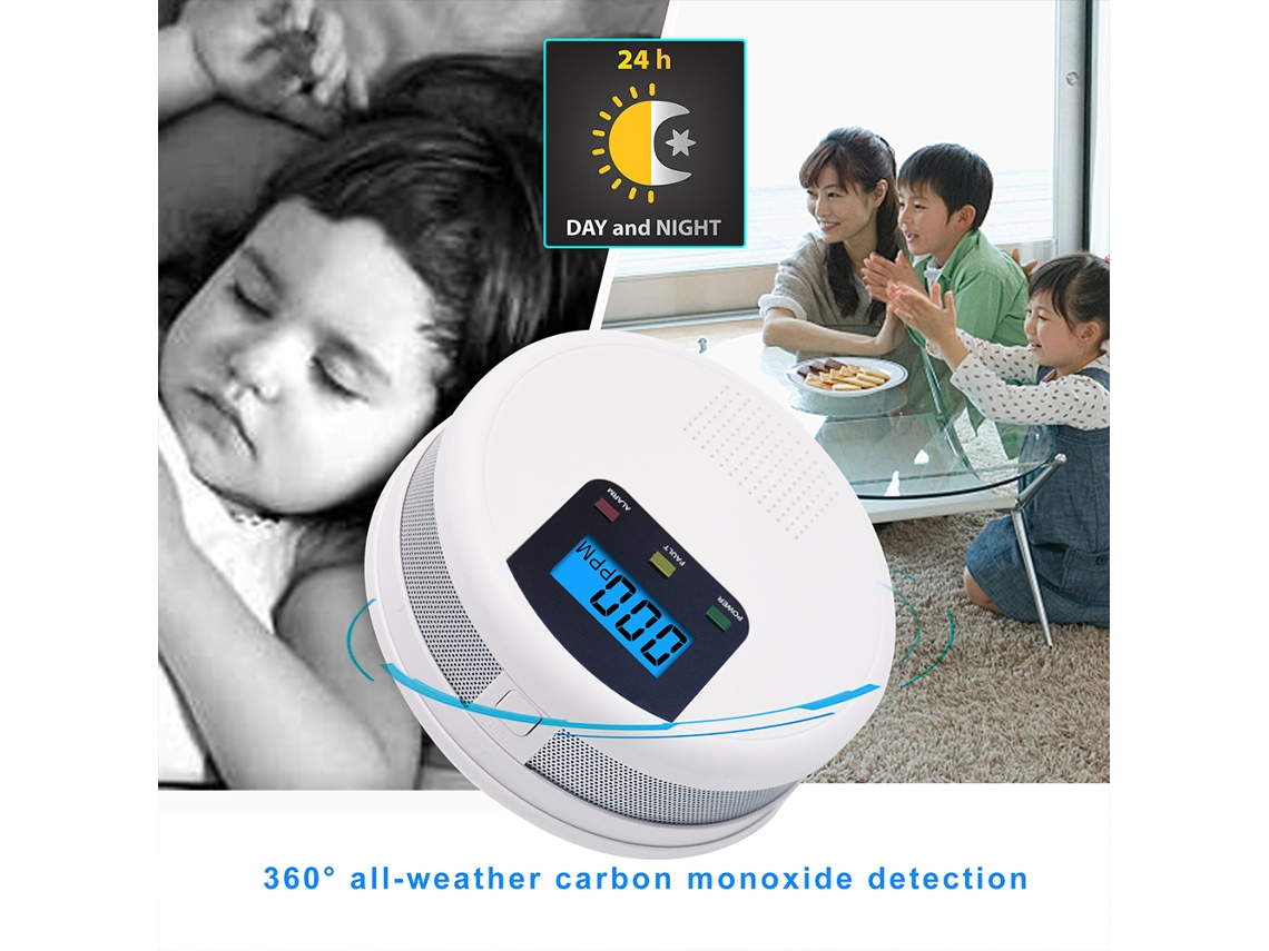 Detector De Monóxido De Carbono Con Batería, Alarma Sonora Y Visual, Pantalla Lcd Para El Hogar, La Cocina Y Hoteles.